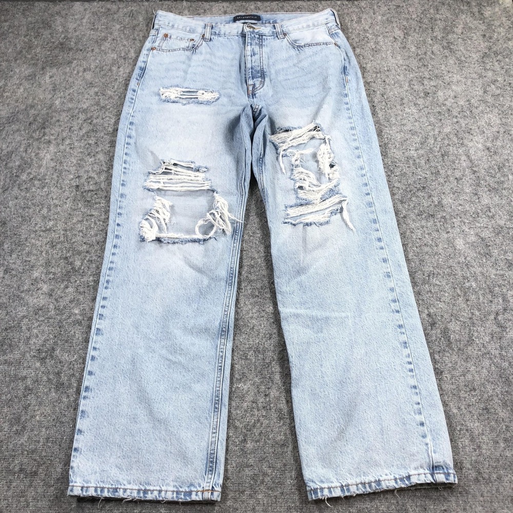 Aeropostale Jeans Womens 12 90s Baggy High Rise Light Wash Distressed Denim